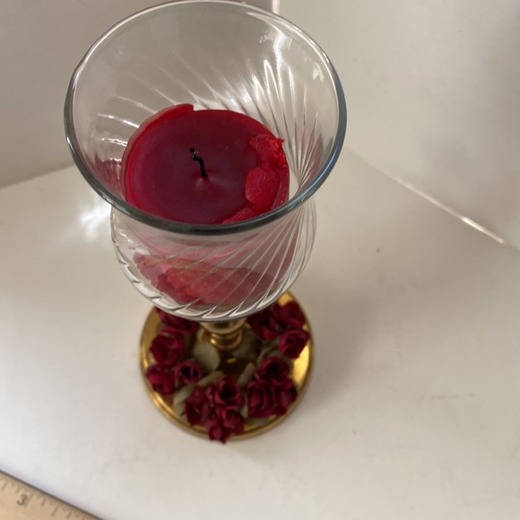 Vintage solid heavy brass candleholder with shade - Picture 10 of 10